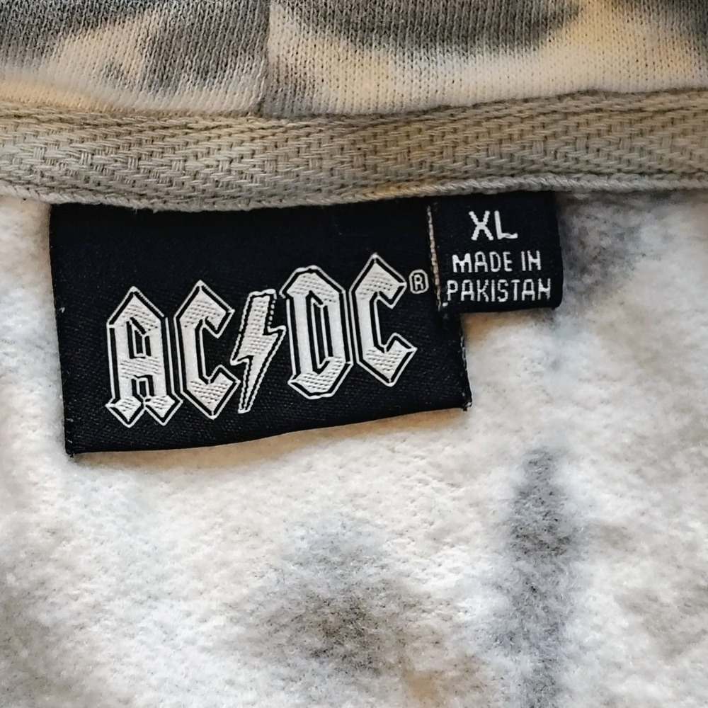 ACDC High Voltage Rock N Roll 1976 Tie Dye Cropped Hoodie Grey White XL 21 - Picture 6 of 8